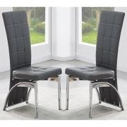 Ravenna Grey Faux Leather Dining Chairs In Pair
