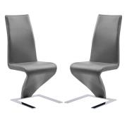 Demi Z Grey Faux Leather Dining Chairs With Chrome Feet In Pair