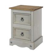 Consett Bedside Cabinet In Grey Washed Wax With Two Drawers