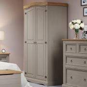 Consett Wooden Wardrobe With 2 Doors In Grey And Oak