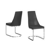 Markyate Black Leather Dining Chairs With Chrome Legs In Pair