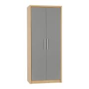 Samaira Wardrobe In Grey High Gloss With 2 Doors