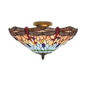 Dragonfly Tiffany Semi Flush Ceiling Light