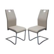 Capella Khaki Faux Leather Dining Chairs In Pair