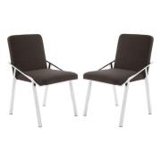 Markeb Black Fabric Dining Chairs With Silver Frame In A Pair