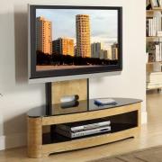 Curved Wooden Cantilever TV Stand In Oak Veneer