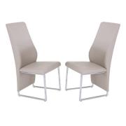 Crystal Champagne PU Dining Chairs With Chrome Legs In Pair