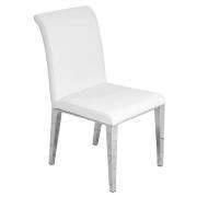 Kirkland Faux Leather Dining Chair In White With Chrome Legs