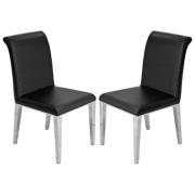 Kirkland Black Faux Leather Dining Chairs In Pair