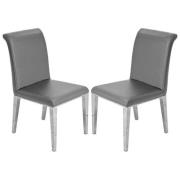 Kirkland Grey Faux Leather Dining Chairs In Pair