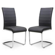 Conary Black Leather Cantilever Dining Chair In A Pair