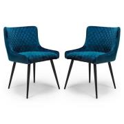 Malmo Blue Velvet Fabric Dining Chair In A Pair