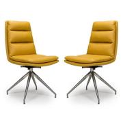 Nobo Ochre Faux Leather Dining Chair With Steel Legs In Pair