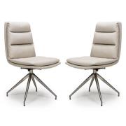 Nobo Taupe Faux Leather Dining Chair With Steel Legs In Pair