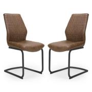 Charlie Antique Brown Faux Leather Dining Chairs In A Pair