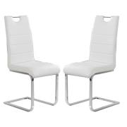 Petra White Faux Leather Dining Chairs In Pair