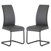 Michton Grey Faux Leather Dining Chairs In Pair