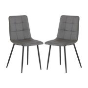 Virti Grey Faux Leather Dining Chairs In Pair