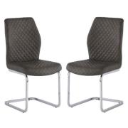 Caprika Taupe PU Leather Dining Chair In A Pair