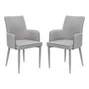 Divina Grey Fabric Upholstered Carver Dining Chairs In Pair