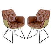 Titania Brown Two Tone Faux Leather Dining Chairs In Pair