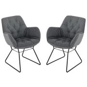 Titania Grey Two Tone Faux Leather Dining Chairs In Pair