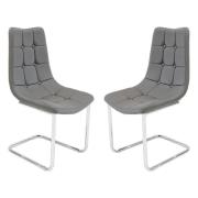 Mintaka Grey Faux Leather Dining Chairs In Pair