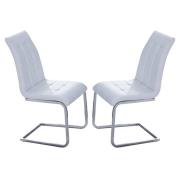 Paris White Faux Leather Dining Chairs In Pair