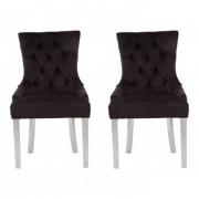 Mintaka Black Velvet Dining Chairs With Sledge Legs In A Pair