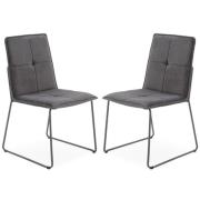 Sorani Grey Velvet Dining Chairs With Metal Legs In Pair