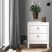 Macron Wooden Bedside Cabinet With 2 Drawers In White