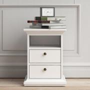 Paroya Wooden 2 Drawers Bedside Cabinet In White