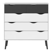 Oklo Wooden Chest Of 5 Drawers In White And Matt Black