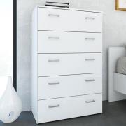 Scalia Wooden Chest Of Drawers In White With 5 Drawers