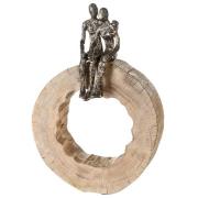 Together Aluminium Sculpture In Bronze With Natural Wooden Frame