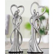 Couple Of Heart Affection Poly Design Sculpture In Silver