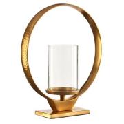 Circus Medium Glass Candle Holder With Gold Aluminium Frame