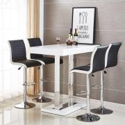 Caprice White High Gloss Bar Table 4 Ritz Black White Stools