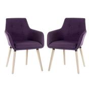 Jaime Fabric Reception Chair In Plum With Wood Legs In Pair