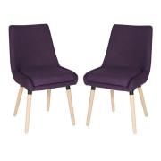 Canasta Fabric Reception Chair In Plum With Wood Legs In Pair