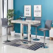 Caprice Grey Oak Effect Bar Table With 4 Ripple Grey Stools