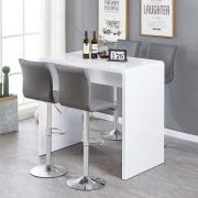 Glacier White High Gloss Bar Table 4 Ripple Grey Stools