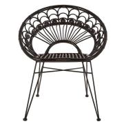 Hunor Black Kubu Rattan Chair With Black Iron Legs