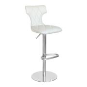 Ava Cream Faux Leather Bar Stool With Stainless Steel Base