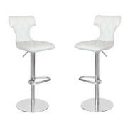 Ava Cream Leather Bar Stool In Pair