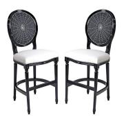 Spiders Web Georgian Black Short Bar Stool In Pair