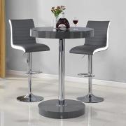 Havana Grey Gloss Bar Table With 2 Ritz Grey White Stools