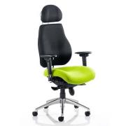 Chiro Black Back Headrest Office Chair With Myrrh Green Seat