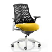 Flex Task White Frame Black Back Office Chair In Senna Yellow