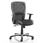 Victor II Leather Executive Office Chair In Black With Arms